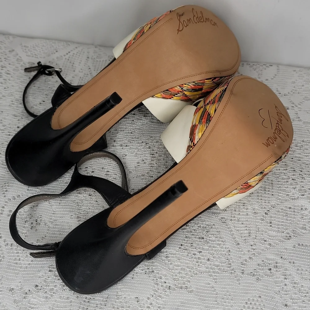 NWOT Sam Edelman Mason woven leather platform black sexy sandal heels sz 10